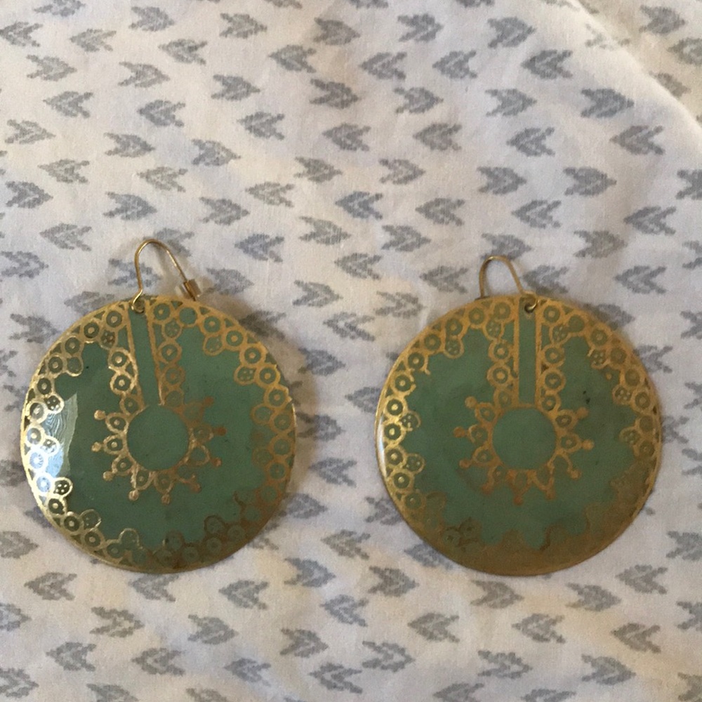 Jade and gold earrings